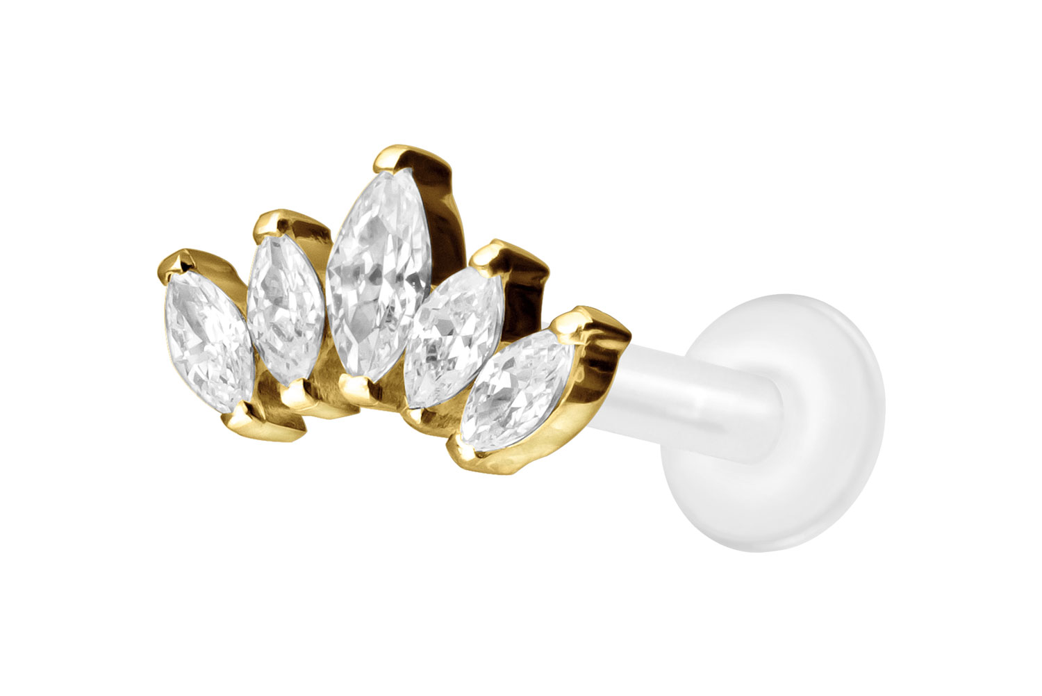 PTFE Labret Piercing mit Innengewinde + Titan-Aufsatz LOTUSBLÜTE